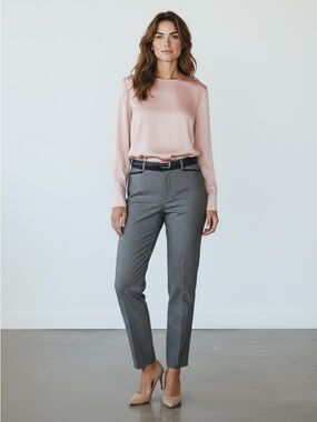 ✨ Express Columnist Dress Pants – Gray w/ Black Trim – Size 8L ✨